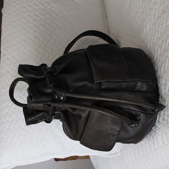 Wilsons Leather Bags Wilsons Vintage Black Leather Rucksack Sling Backpack Wednesday Addams